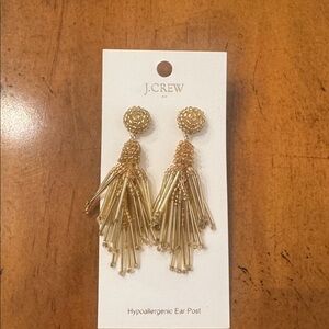 J. Crew Shimmering Gold Fringe Earrings